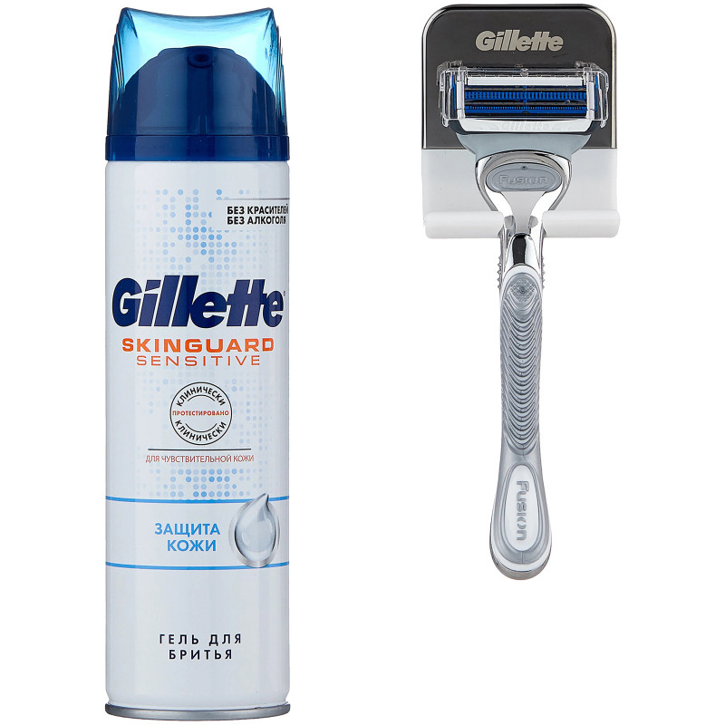 Подарочный набор Gillette Skinguard бритва + гель для бритья, 200мл + настенный мини-держатель — фото 1