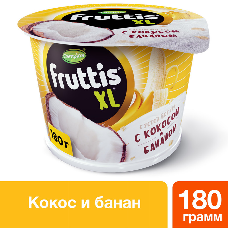 Йогурт Fruttis XL кокос-банан 4.3%, 180г