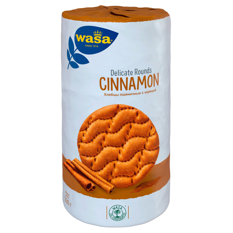 Хлебцы Wasa Delicate Rounds Cinnamon пшеничные круглые с натуральной корицей, 330г