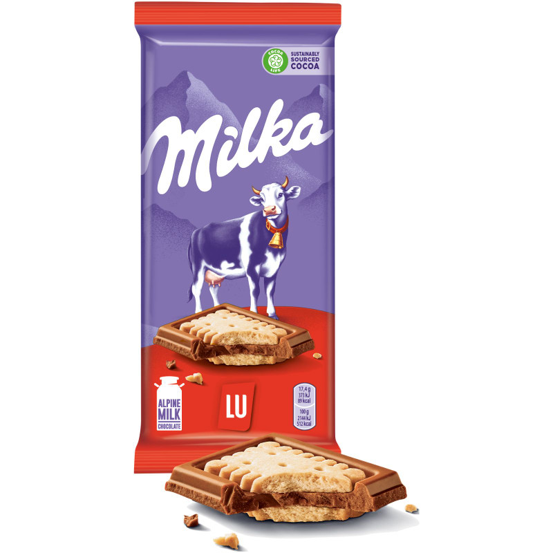 Шоколад молочный Milka с печеньем Lu, 87г — фото 2