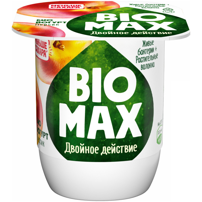 Биойогурт BioMax Персик 2.2%, 125г — фото 1