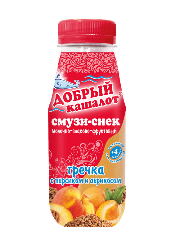 Напиток Добрый Кашалот Смузи-снек гречка молочно-злаково-фруктовый персик-абрикос 0.1%, 250мл