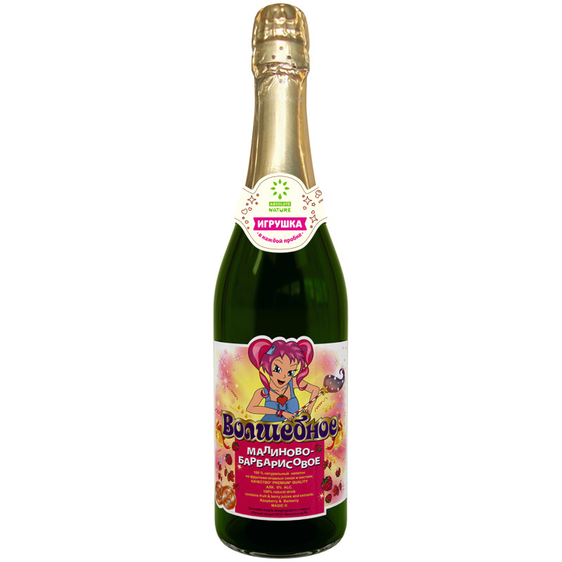 Детское шампанское Absolute Nature Волшебное малиново-барбарисовое безалкогольный среднегазированный, 750мл