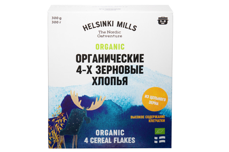 Хлопья Helsinki Mills органические 4 злака, 300г — фото 2