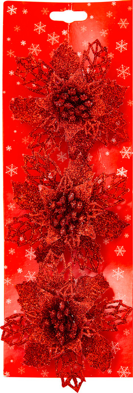 Набор ёлочных украшений Santa Club Цветы, 3шт — фото 3