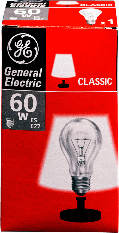 Лампа накаливания General Electric 60A1 CL E27 230V прозрачная — фото 6