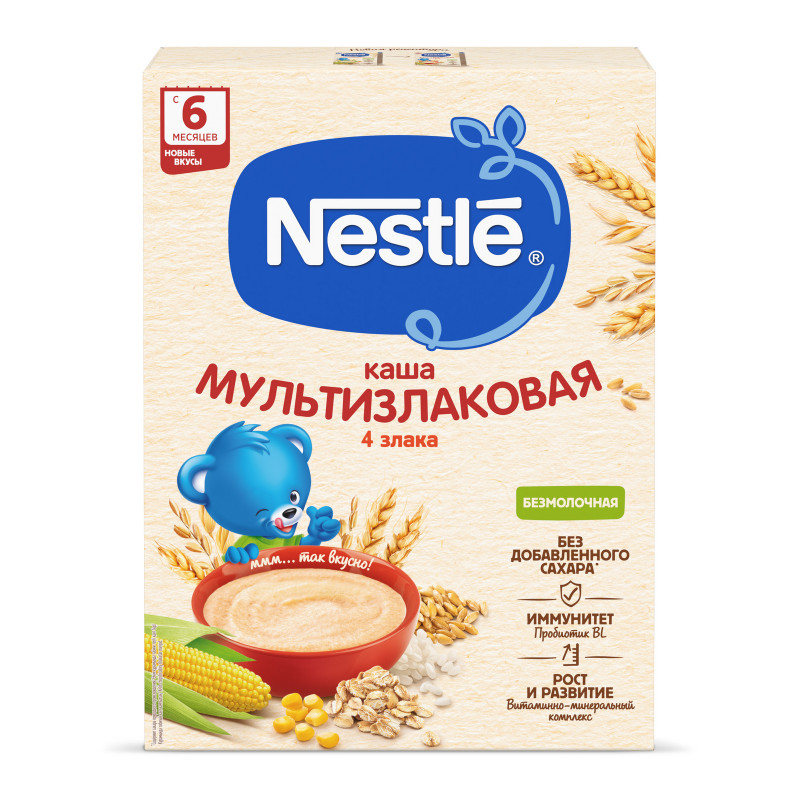 Каша Nestlé безмолочная мультизлаковая для продолжения прикорма с 6 месяцев, 200г