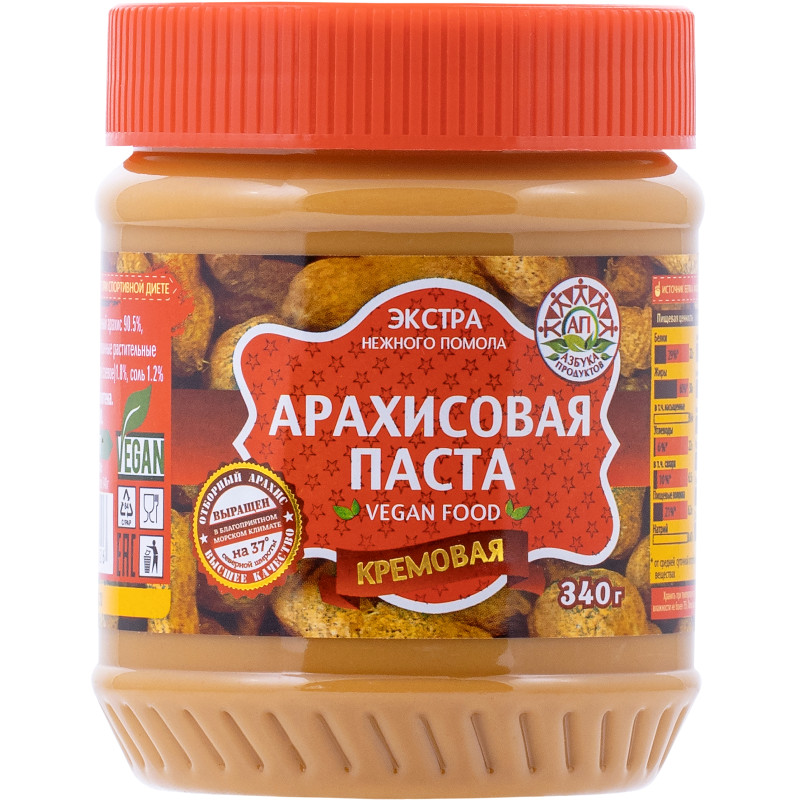 Паста арахисовая Азбука Продуктов Экстра кремовая, 340г - купить с доставкой в Москве в Перекрёстке