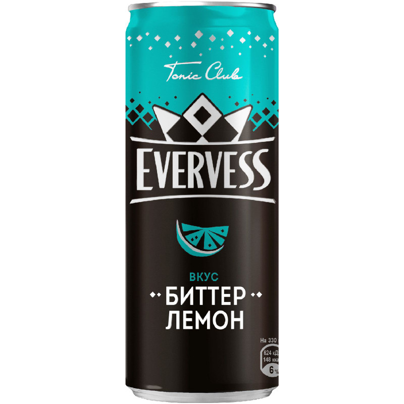 Напиток безалкогольный Evervess Биттер Лемон сильногазированный, 330мл — фото 1