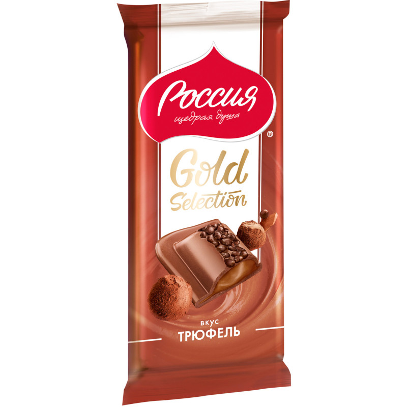 Шоколад молочный Россия - щедрая душа! Gold Selection Вкус Трюфель, 85г — фото 2