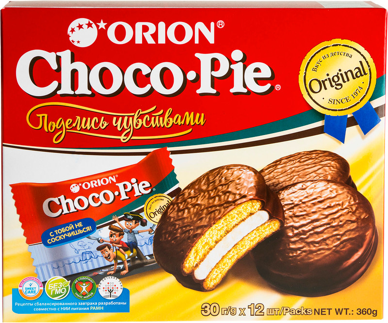 Пирожное Orion Choco Pie в глазури с обогащающей добавкой, 12x30г — фото 1