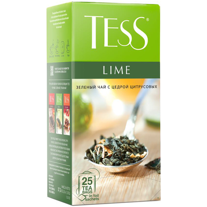Чай Tess Лайм зелёный в пакетиках, 25х1.5г — фото 2