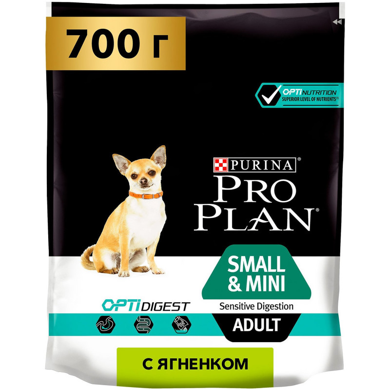 Сухой корм Pro Plan ягнёнок для собак мелких пород с чувствительным пищеварением, 700г — фото 1