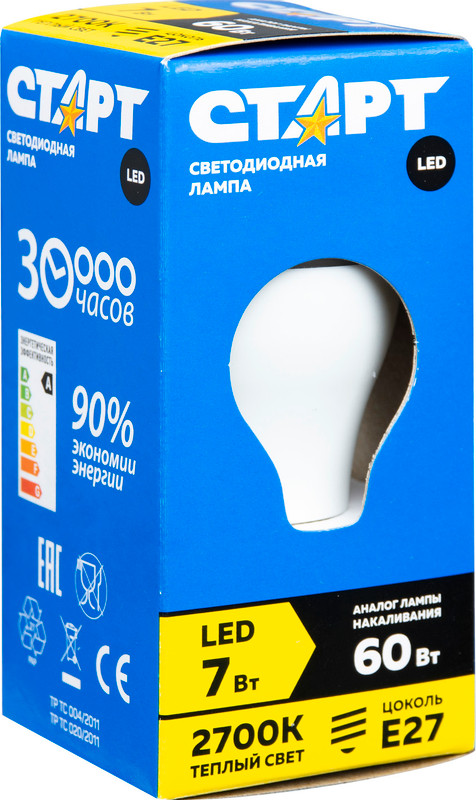 Лампа светодиодная Старт LED Sphere E27 7W тёплый свет — фото 1