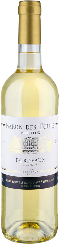 Вино Baron Des Tours Бордо белое полусладкое, 750мл — фото 1
