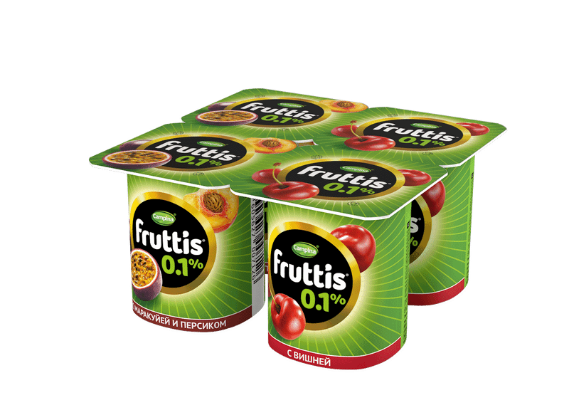 Продукт йогуртный Fruttis Легкий персик-маракуйя-вишня 0.1%, 110г