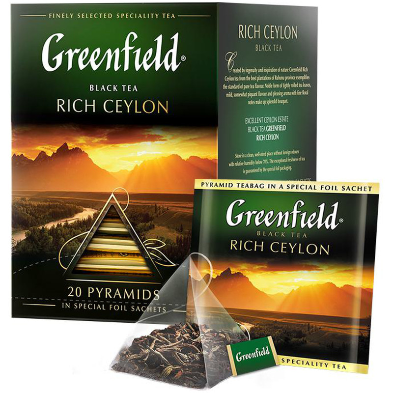 Чай Greenfield Рич Цейлон чёрный цейлонский в пирамидках, 20х2г — фото 3