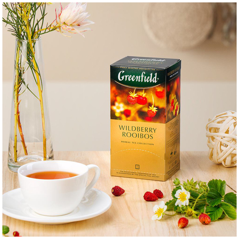 Чай Greenfield Wildberry Rooibus травяной земляника-клюква в пакетиках, 25х1.5г — фото 4