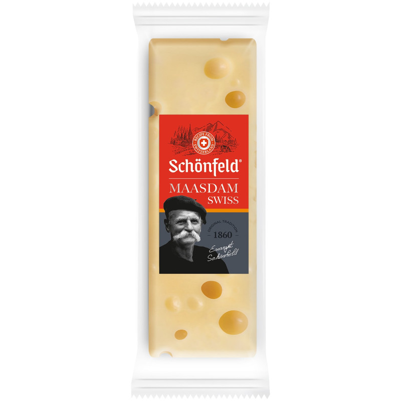 Сыр Schonfeld Swiss Maasdam 48%, 150г