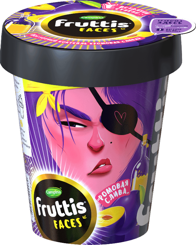 Коктейль йогуртный Fruttis Faces Ромовая слива с соком сливы 2.5%, 265мл — фото 1