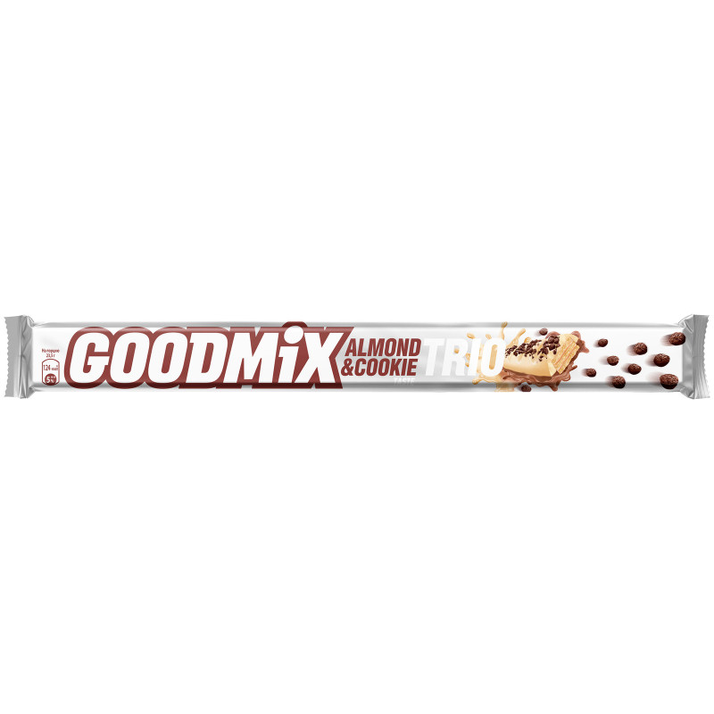 Батончик шоколадный Goodmix со вкусом миндаля и печенья с хрустящей вафлей, 70.5г