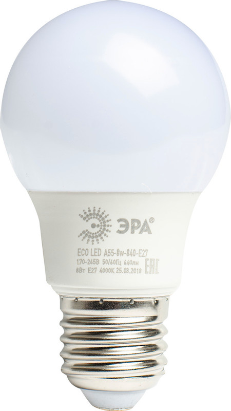 Лампа светодиодная Эра Eco LED SMD A55 E27 8W 840 — фото 4