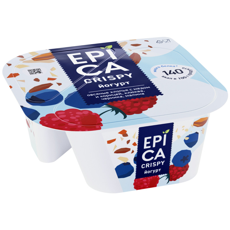 Йогурт Epica Crispy Смесь из мюслей и сушеных ягод 6.5%, 140г