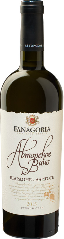 Вино Шардоне-Алиготе Фанагории сухое белое 12-14%, 0.75л