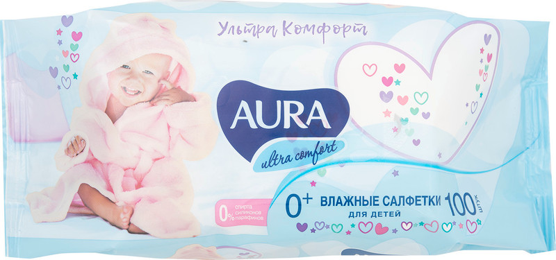 Салфетки влажные детские Aura Ultra Comfort с экстрактом алоэ, 100шт — фото 3