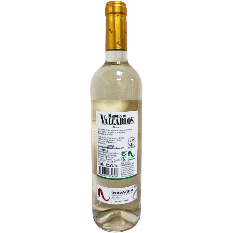 Вино Marques De Valcarlos Blanco белое сухое 14%, 750мл — фото 1