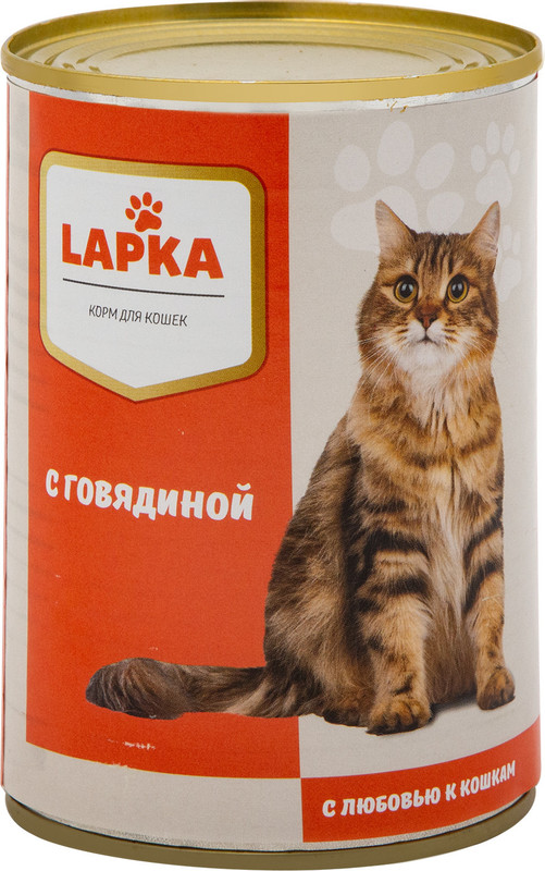 Корм Lapka с говядиной в соусе для кошек, 415г