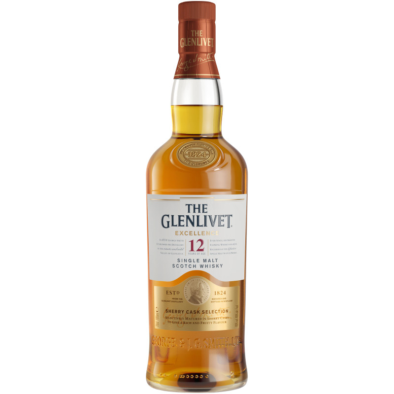 Виски The Glenlivet 12-летний шотландский односолодовый 40% в подарочной упаковке, 700мл