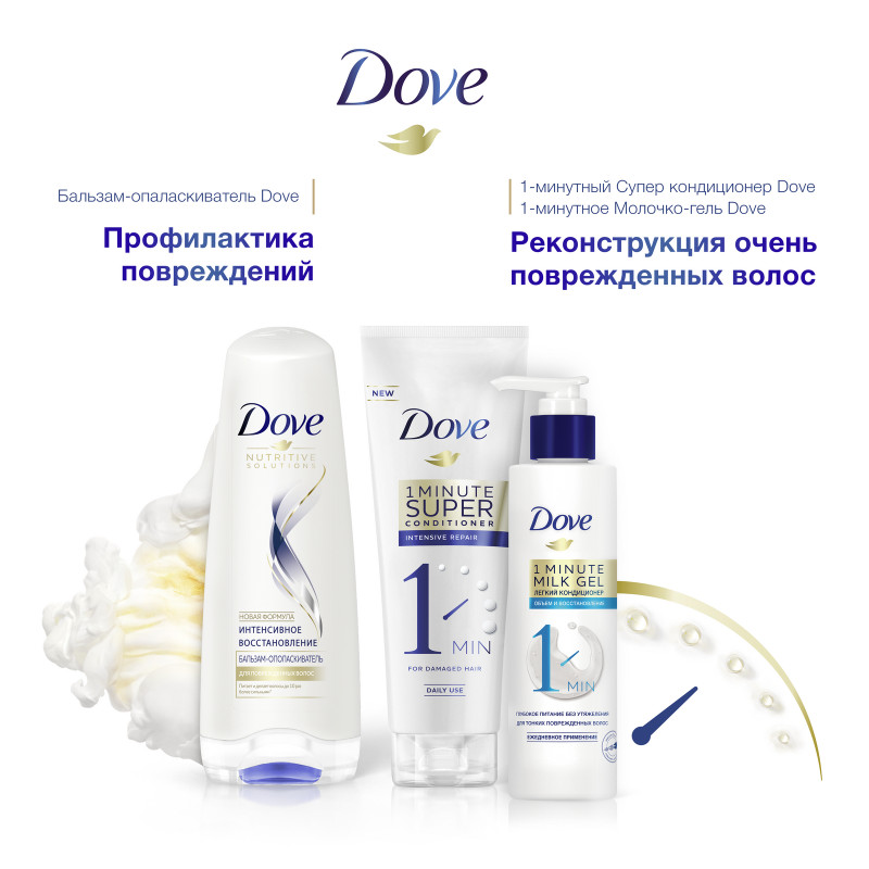 Кондиционер для волос Dove Супер 1-минутный интенсивное восстановление, 180мл — фото 4