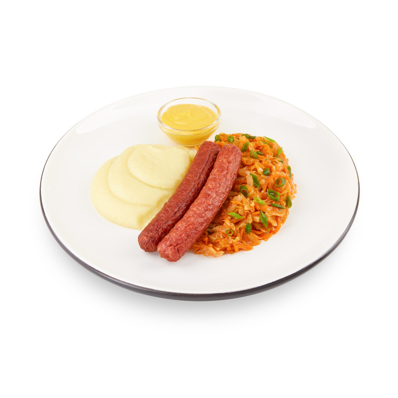 Колбаски по-баварски с пюре и капустой Шеф Перекрёсток, 300г — фото 1