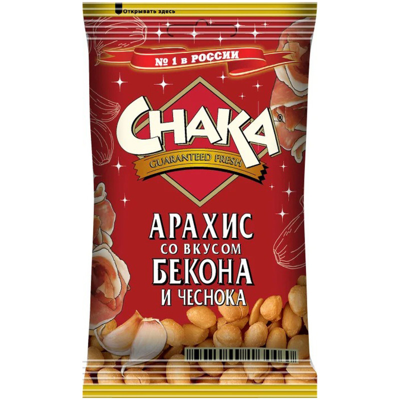 Арахис Chaka со вкусом бекона и чеснока обжаренный солёный, 50г