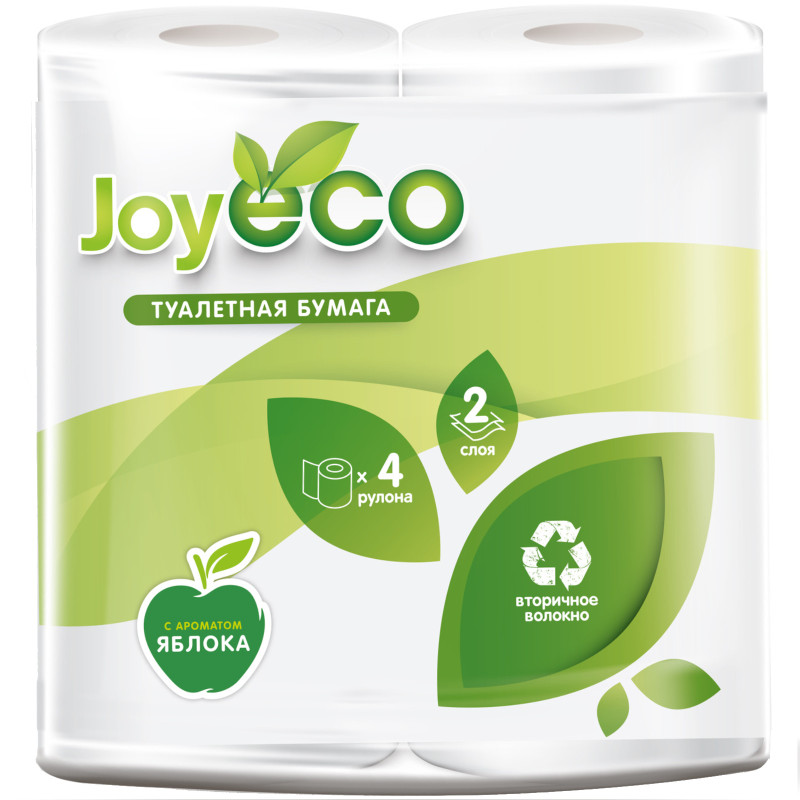 Туалетная бумага Joy eco с тиснением и перфорацией 2 слоя, 4шт