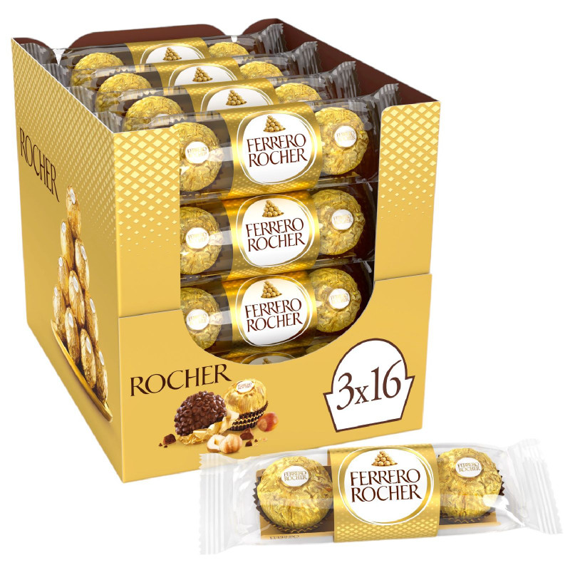 Конфеты Ferrero Rocher молочный шоколад и лесной орех, 37.5г — фото 3