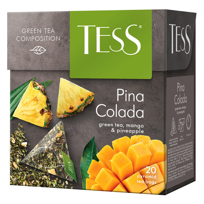 Чай Tess Pina Colada зелёный в пирамидках, 20х1.8г — фото 1