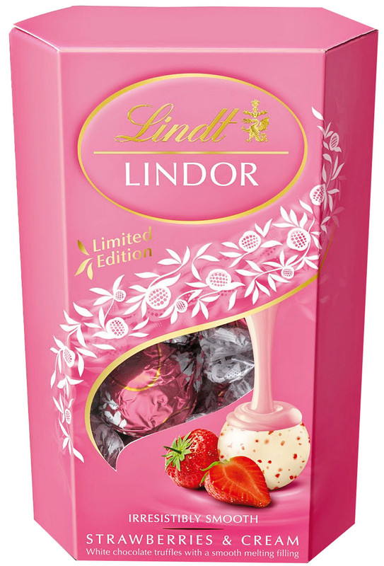 Конфеты Lindt Lindor из белого шоколада с клубникой, 200г — фото 1