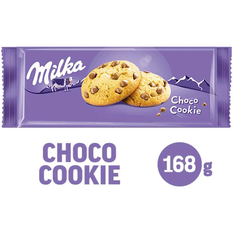 Печенье Milka Biscuits с кусочками молочного шоколада, 168г — фото 1