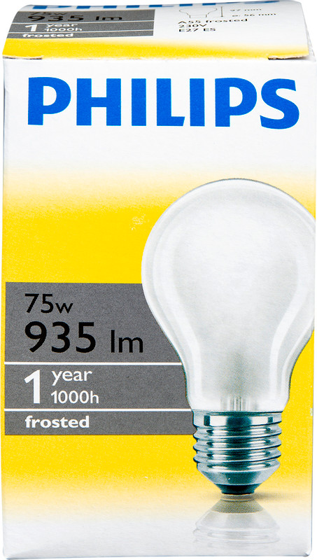 Лампа электрическая Philips А55 E27 75W матовая — фото 1
