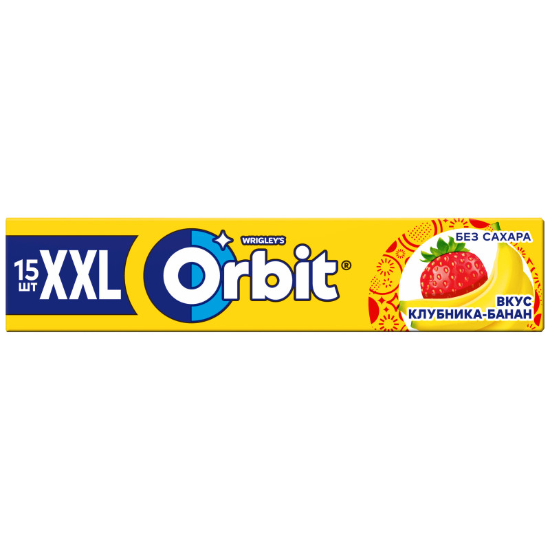 Жевательная резинка Orbit XXL Клубника-банан, 20.4г