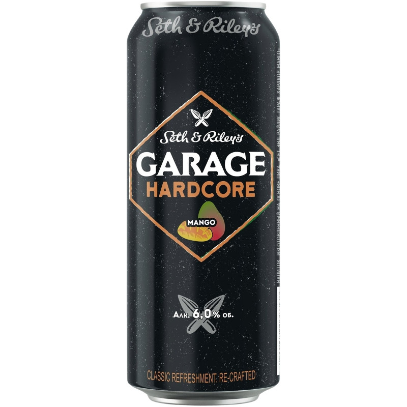 Пивной напиток Seth and Riley’s Garage Hardcore Mango пастеризованный 6%, 450мл