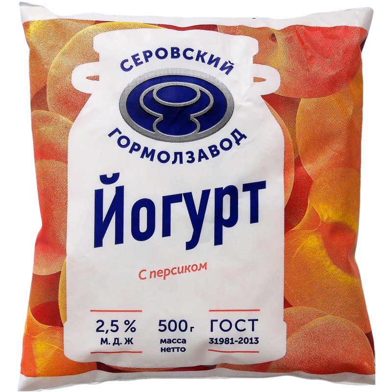 Йогурт Серовский ГМЗ Персик 2.5%, 500мл