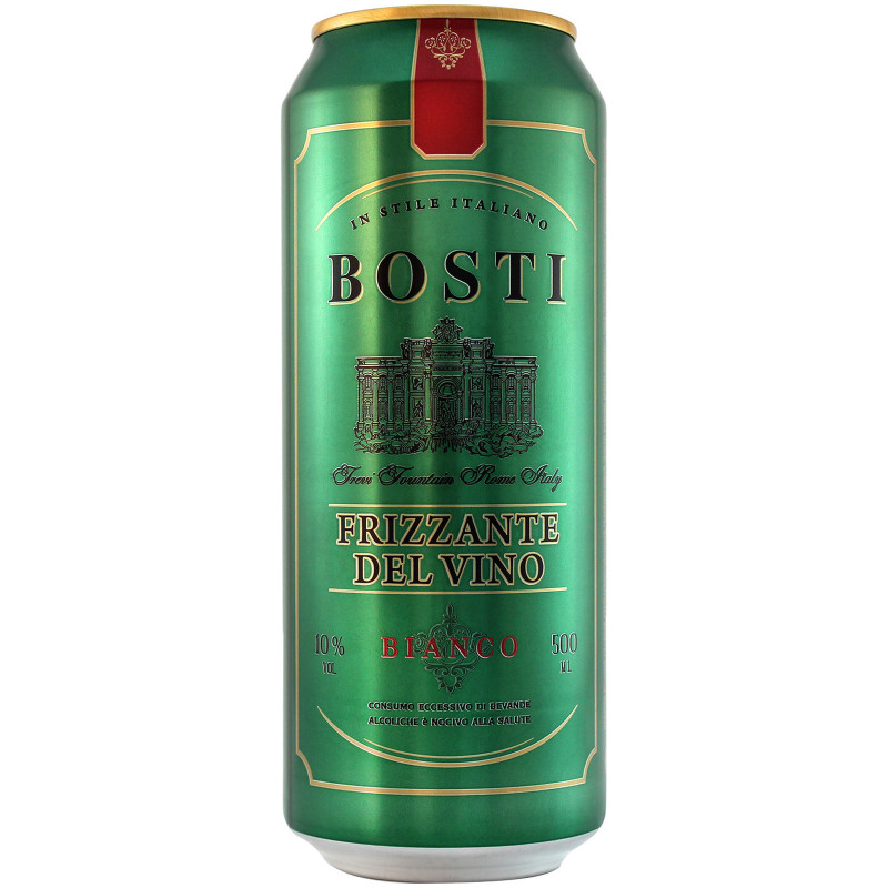 Напиток винный Bosti Бьянко сладкий газированный 10%, 500мл