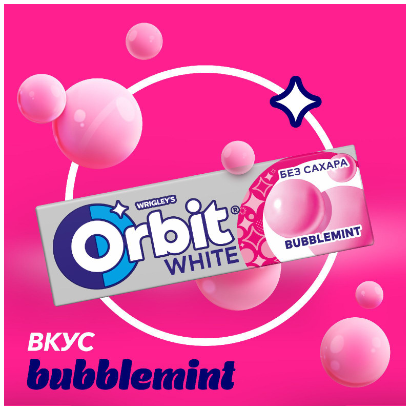 Жевательная резинка Orbit White Bubblemint, 13.6г — фото 1