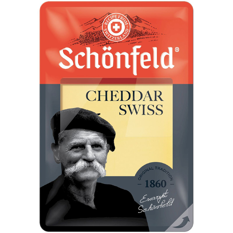 Сыр Schonfeld полутвёрдый Swiss Cheddar 53%, 125г