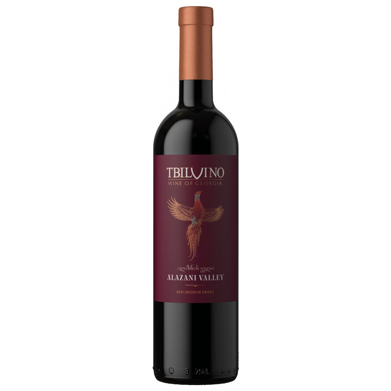Вино Tbilvino Алазанская Долина красное полусладкое 11.5%, 750мл