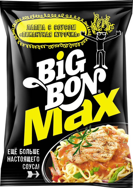 Лапша Big Bon Пикантная курочка быстрого приготовления с соусом, 95г