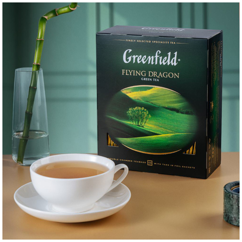 Чай Greenfield Flying Dragon зелёный в пакетиках, 100х2г — фото 4